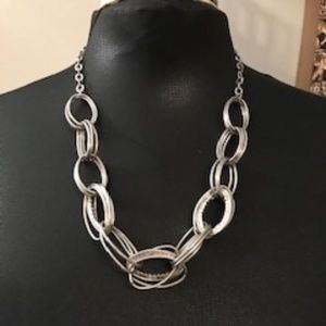 Silver Chain and Rhinestone Necklace